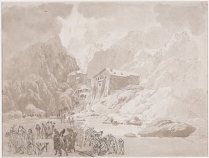 Przejście żołnierzy na Św. Bernardzie autorstwa Johann Christian Ernst Müller