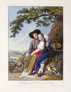 Kostiumy z kantonu Zoug, 1819 autorstwa Johann Christian Reinhardt