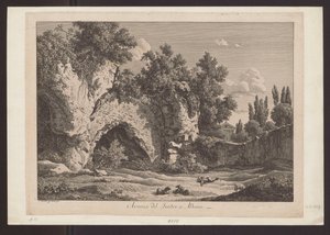 Widok teatru w Albano (Pasterz z owcami wśród ruin) autorstwa Johann Christian Reinhart