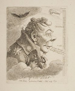 „Wielki niedźwiedź”, karykatura rosyjskiego hrabiego Mattweffa (prawdopodobnie malarza Fiodora Matwiejewa) autorstwa Johann Christian Reinhart