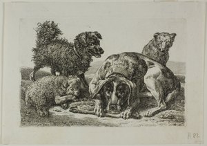 Cztery psy z Die Zweite Thierfolge autorstwa Johann Christian Reinhart