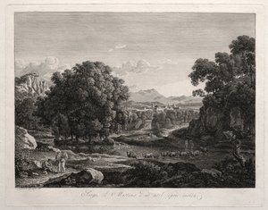 Heroiczny krajobraz: Bydło przekraczające rzekę, 1795. autorstwa Johann Christian Reinhart