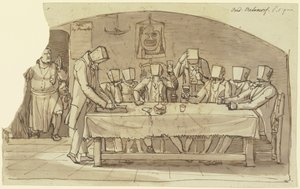 Żart artystów w osterii w Rzymie autorstwa Johann Christian Reinhart