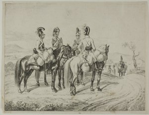 Czterech kirasjerów na pochyłości autorstwa Johann Christoph Erhard
