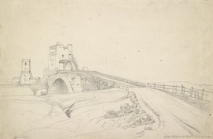 Ponte Salario pod Rzymem, 1821 (grafit na papierze w kolorze złamanej bieli)