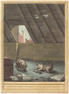 Kłótnia kotów i psów oraz kotów i myszy autorstwa Johann Christoph Teucher after Jean Baptiste Oudry