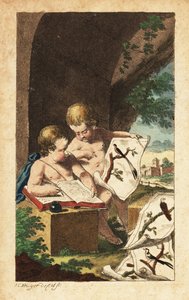 Dwóch młodych ornitologów badających odciski ptaków autorstwa Johann Conrad Kruger