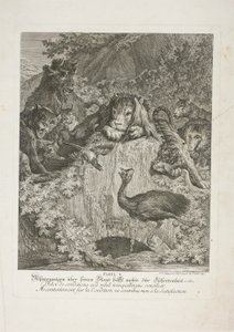 Fable V, płyta piąta z Instructive Fables of the Realm of Theire autorstwa Johann Elias Ridinger