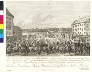 Koronacja cesarza Leopolda II na króla Węgier w Bratysławie 15 listopada 1790 r. (miedzioryt)