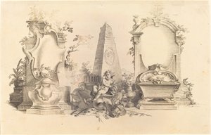 Kartusz nowoczesny z herbami śmierci autorstwa Johann Esaias Nilson