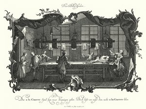 Gra w bilard (grawerowanie) autorstwa Johann Esaias Nilson