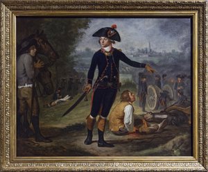 Oficer artylerii podczas oblężenia miasta, ok. 1795 (olej na płótnie) autorstwa Johann Friedrich (after) Dryander