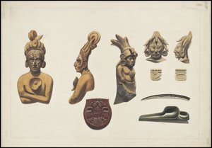 Kolekcja oryginalnych dzieł Waldecka przedstawiających Mezoamerykę, pudełko 10 z 22 autorstwa Johann Friedrich Maximilian von Waldeck