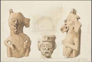 Kolekcja oryginalnych dzieł Waldecka przedstawiających Mezoamerykę, pudełko 3 z 22 autorstwa Johann Friedrich Maximilian von Waldeck