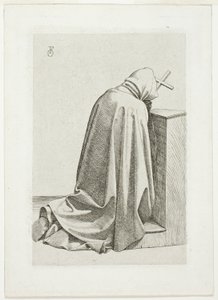 Klęczący pielgrzym z krzyżem i książką autorstwa Johann Friedrich Overbeck