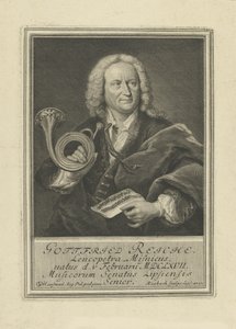 Portret trębacza i kompozytora Gottfrieda Reiche 1667-1734 , 1727. autorstwa Johann Friedrich Rosbach
