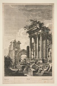 Capriccio z rzymskimi ruinami autorstwa Johann Georg Hertel