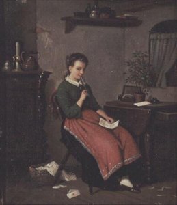 Młoda dziewczyna pisze list miłosny