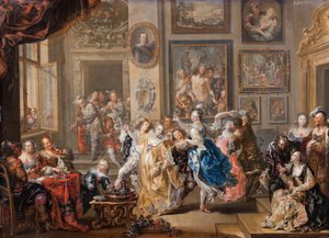 Scena tańca z wnętrzem pałacu autorstwa Johann Georg Platzer