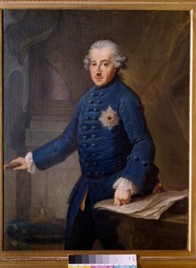 Portret pruskiego Fryderyka II (1712-1786) Król pruski Fryderyk II pruski zwany Fryderykiem Wielkim był oświeconym despotą niosącym ideały Stulecia Światła. Obraz Johana Ziesenisa (1716-1776). 1769. Frankfurt. Mus historyczny