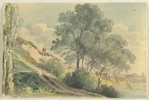 Zbocze nad Izarą porośnięte drzewami autorstwa Johann Georg von Dillis