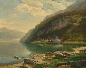 Johann Gottfried Steffan nad jeziorem Brienz c1883