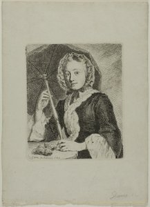 Kobieta z parasolem (pani Friedrich Christian Glume, szwagierka artysty) autorstwa Johann Gottlieb Glume