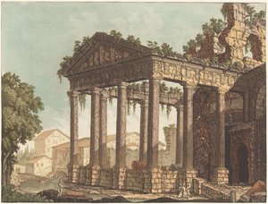 Świątynia Herkulesa w Cori autorstwa Johann Gottlieb Prestel, probably after Alessandro Moretti