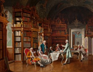 Scena Biblioteczna, k. XIX w. (olej na desce)