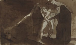 Makbet i trzy czarownice. Ilustracja do Makbeta Szekspira, IV,1