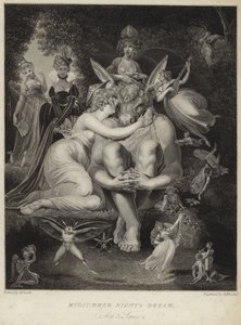 Titania całuje Dół w Śnie nocy letniej autorstwa Johann Heinrich Füssli