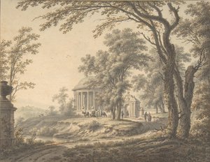 Idylliczny krajobraz ze świątynią, 1770.