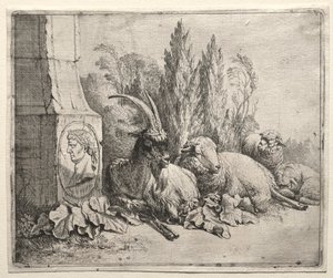 Popiersie na dnie piramidy autorstwa Johann Heinrich Roos