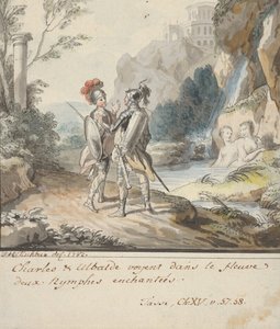 Carlo i Ubaldo Odpierają Zaklęcia Nimf Armidy z Torquato..., 1782. autorstwa Johann Heinrich Tischbein