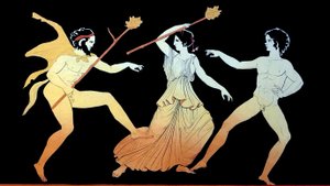 Satyr , menada i męski wyznawca tańca Dionizosa w szale ok. 1796 r. (Grawerowanie z blachy miedzianej)