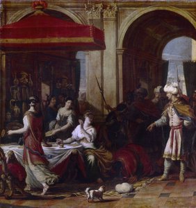 Bankiet Estery (Uczta Estery). Estera (Hadassah bat Avihail) żona króla Persji Aswerusa (Kserkses I, 519-465 p.n.e.), po dekrecie eksterminacji Żydów królestwa przez wezyra Hamana, zaprosiła obu mężczyzn na ucztę, na której