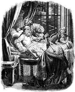Henryk Lew przed śmiercią w Brunszwiku Ilustracja z Geschichte des deutschen Volkes autorstwa E. Dullera, 1840