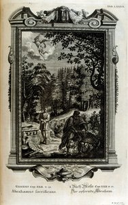 Abraham przygotowuje się do złożenia w ofierze Izaaka autorstwa Johann Jakob Scheuchzer