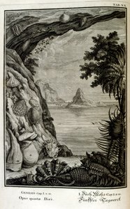 Miedzioryt z „Physica Sacra” szwajcarskiego uczonego. Johanna Jakoba Scheuchzera autorstwa Johann Jakob Scheuchzer