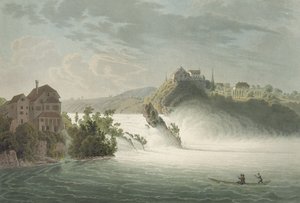 Wodospad Renu, grawerowane przez J. Hurlimann autorstwa Johann Jakob Wetzel