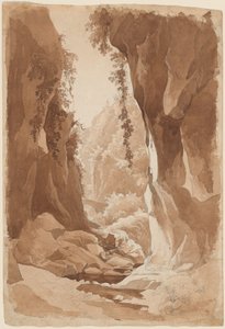 Klify nad wąwozem rzeki w pobliżu Sorrento (recto) autorstwa Johann Joachim Faber