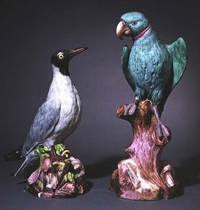 Augustus Rex Meissen figurki rybitwy i papugi (porcelana)