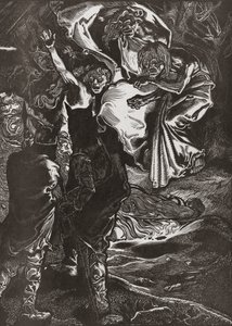 Makbet i Banko spotykają trzy czarownice, XX wiek (rycina) autorstwa Johann Joseph Aarts