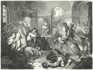 Fiński czarownik przepowiadający rychłą śmierć Iwana Groźnego (rycina) autorstwa Johann Karl Baehr