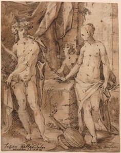 Apollo z Erato i Kupidynem, 1595. autorstwa Johann Kellerthaler
