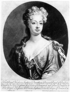 Sophia Dorothea, królowa Prus, rytowana przez Johna Smitha, 1706 autorstwa Johann Leonhard Hirschmann