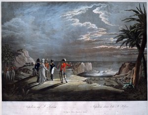 Napoleon Bonaparte na wyspie Świętej Heleny - Rugendas, Johann Lorenz, młodszy (1775-1826) - Aquatint - 47x58 - Kolekcja prywatna