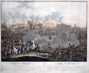 Bitwa pod Ratyzbonem 23 kwietnia 1809 r. (Bitwa pod Ratyzboną) - Rugendas, Johann Lorenz, młodszy (1775-1826) - 1809 - Aquatint - 54,6x65,4 - Kolekcja prywatna