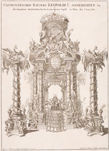 Rusztowanie żałobne dla cesarza Leopolda I w kościele augustianów w Wiedniu, 1705 autorstwa Johann Lucas von Hildebrandt