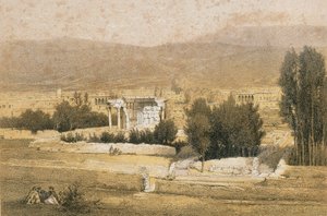 Baalbek. Akwaforta Bernatza et alii - Steinkopk J.F. Redaktor autorstwa Johann Martin Bernatz